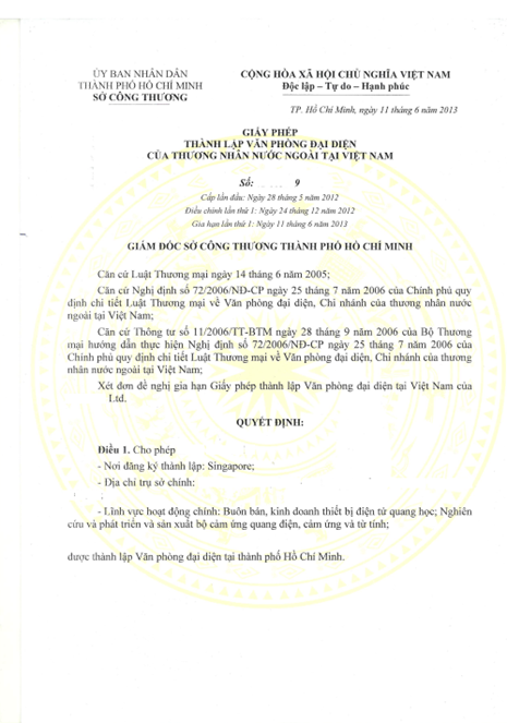 Giấy phép văn phòng đại diện
