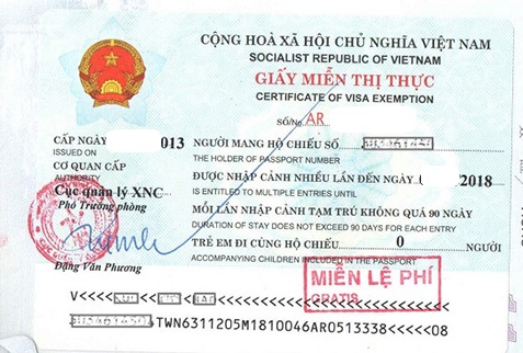 Giấy miễn thị thực